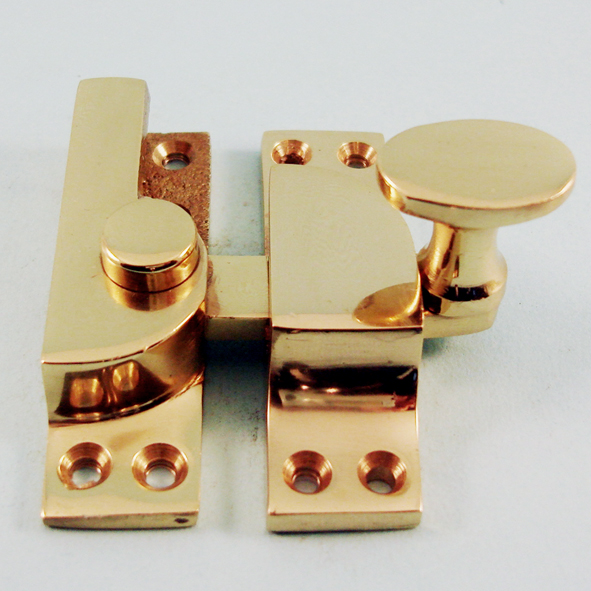 THD101/PB • Non-Locking • Polished Brass • Quadrant Oval Knob Sash Fastener